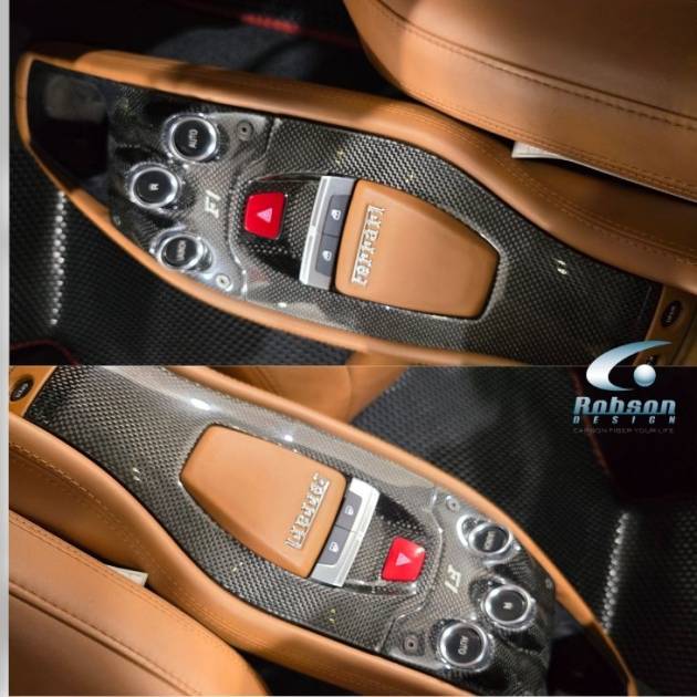 Ferrari 458 Italia Premium Plain Carbon Fiber Gear Shift Panels (2pcs) 2009-2015(core exchange required)