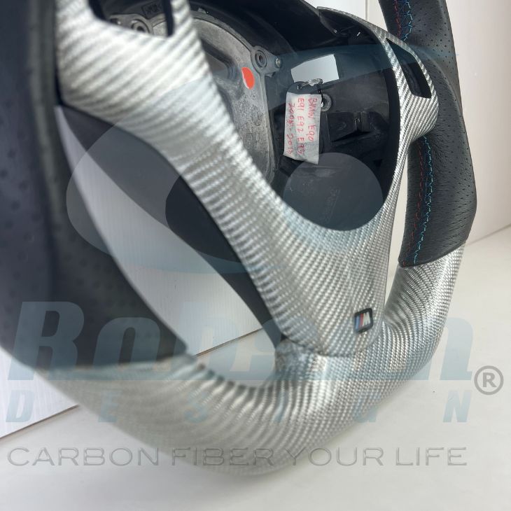 BMW E88 E90 E92 E93 M-Sport Genuine Silver Carbon Fiber Steering Wheel 2007-2013(core exchange required) - Image 4