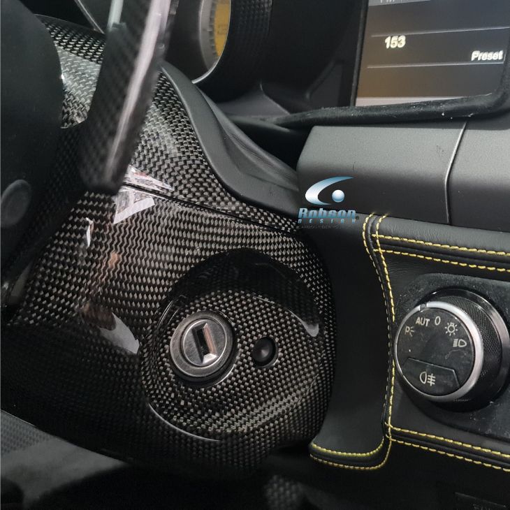 Ferrari 458 Italia Genuine Plain Carbon Fiber Steering Wheel Column Under Cover (2pcs) 2009-2015(core exchange required)