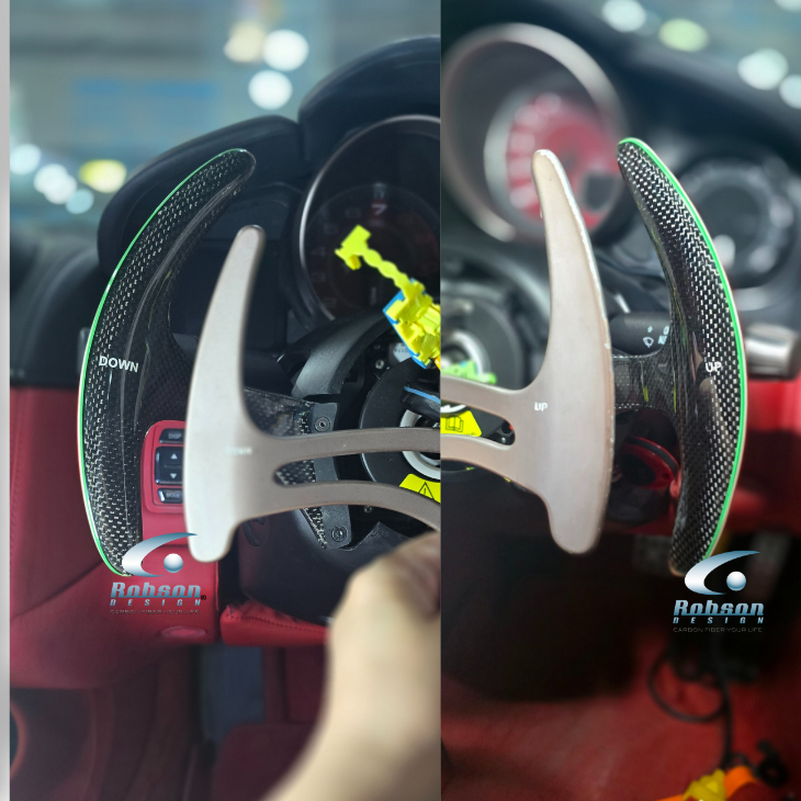Ferrari 430 458 Italia F12 488 GTB Premium Plain Carbon Fiber Extended Paddle Shifter 2009-2015 - Image 2