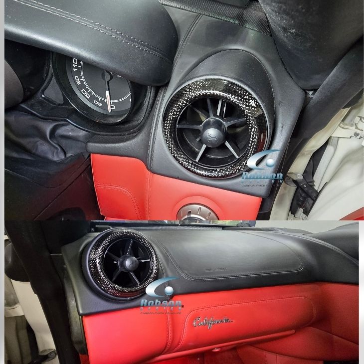 Ferrari California F149 premium Plain Carbon Fiber Aircon Rings -4pcs 2011-2015(core exchange required)