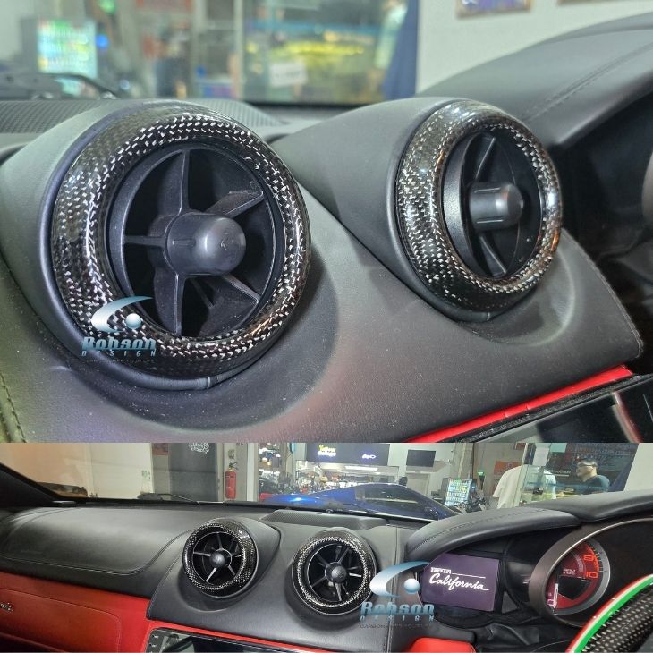 Ferrari California F149 premium Plain Carbon Fiber Aircon Rings -4pcs 2011-2015(core exchange required) - Image 2