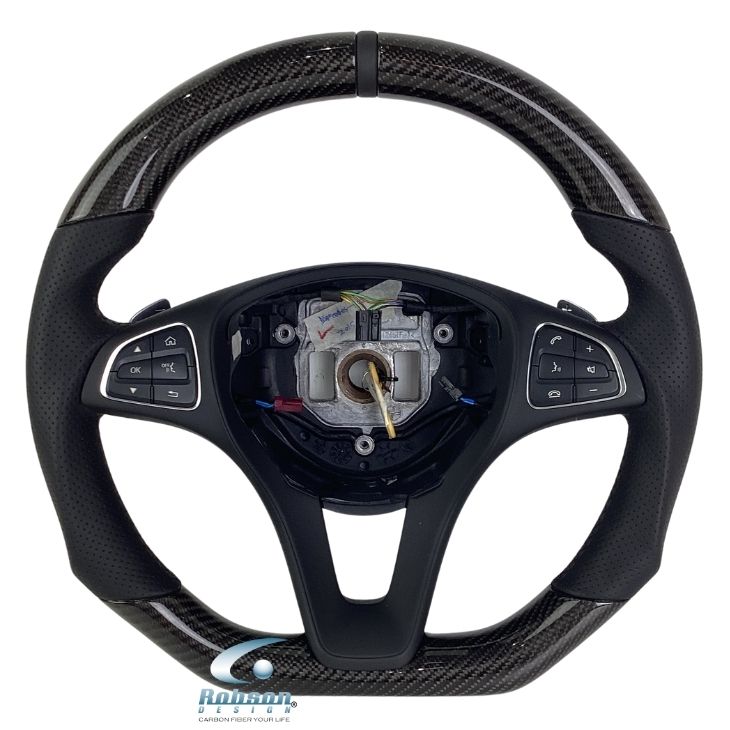 Mercedes Benz A/B/C/E Class GLB E200 E250 W204 W205 W207 W212 W213 2015-2019 carbon Fiber Steering Wheel *black ring*(core exchange required)