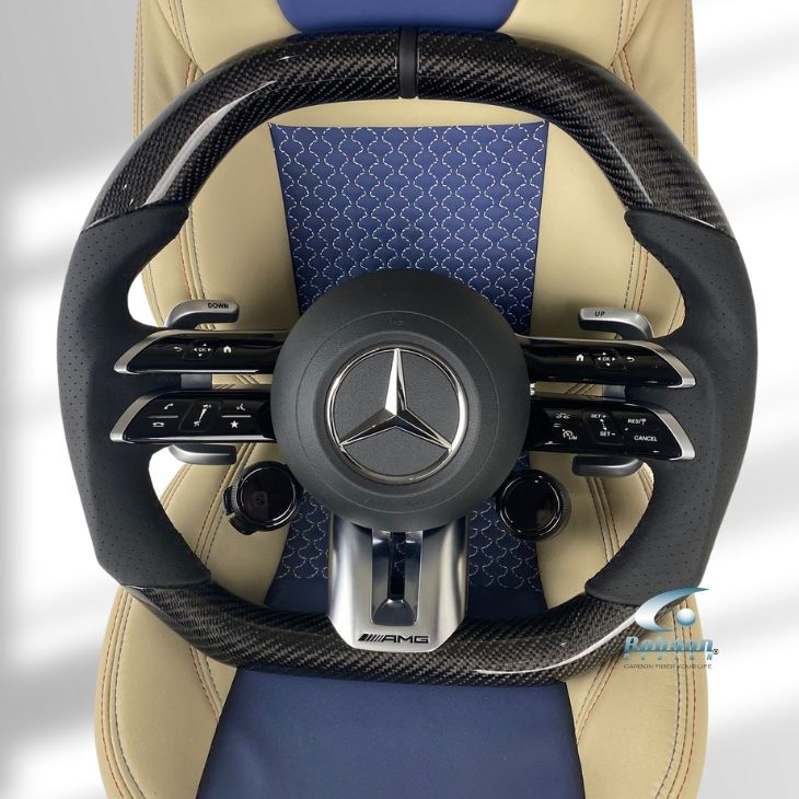 Mercedes Benz E63 AMG W213 W223 C238 W297 Premium Carbon Fiber Steering Wheel 2021-2023(core exchange required)