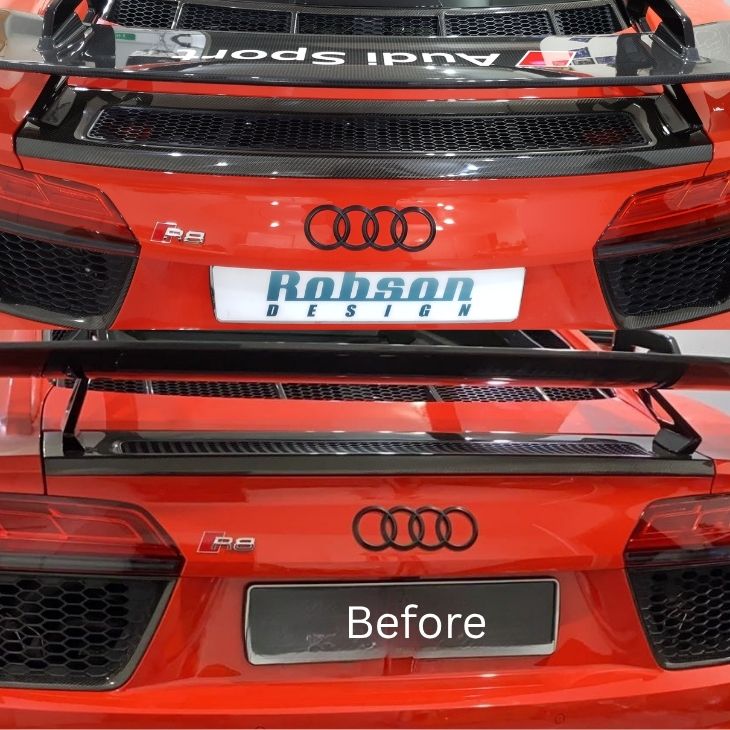 Audi R8 V10 Premium Carbon Fiber Rear Trunk Grill Cover 2020-2024 (core exchange required) - Image 2