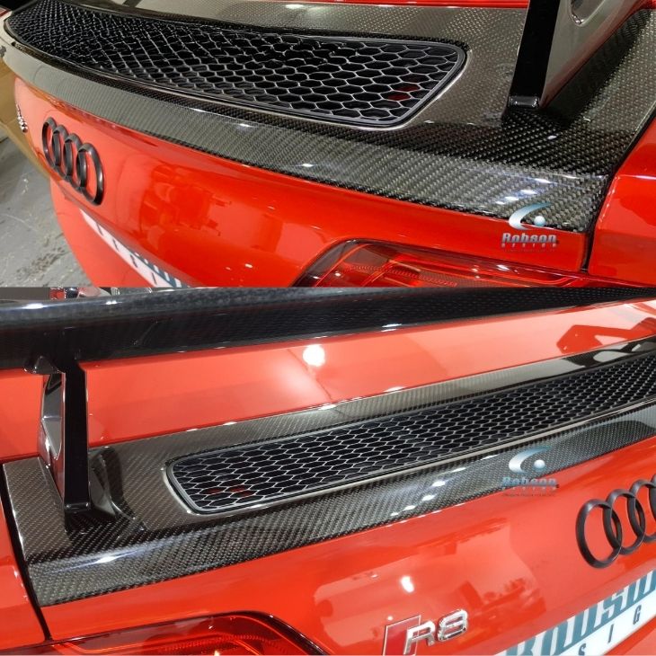 Audi R8 V10 Premium Carbon Fiber Rear Trunk Grill Cover 2020-2024 (core exchange required)